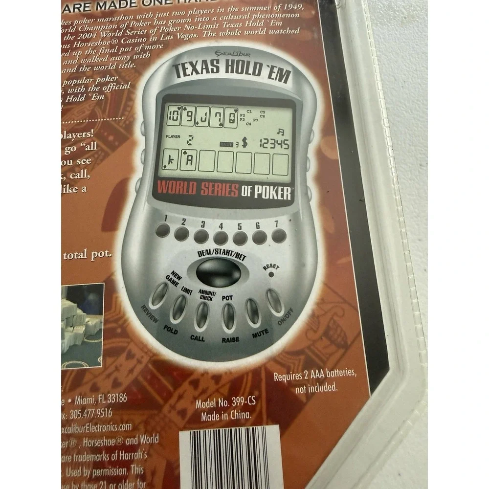 Handheld World Series Of‎ Poker Texas Hold 'em Electronic Casino Game 399-CS NEW